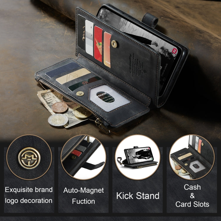 For Samsung Galaxy A15 CaseMe C30 Card Slots Zipper Wallet Leather Phone Case(Black)