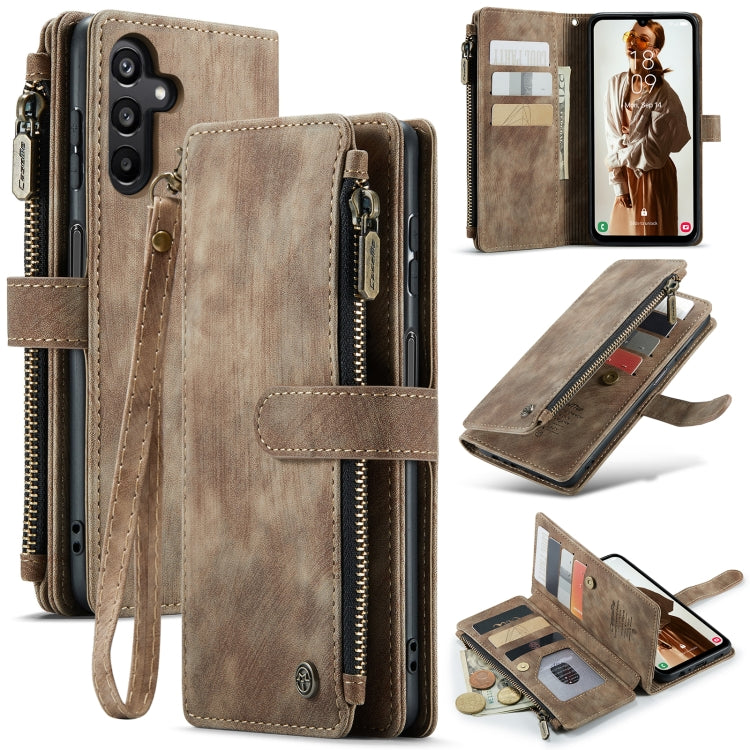 For Samsung Galaxy A15 CaseMe C30 Card Slots Zipper Wallet Leather Phone Case(Brown)