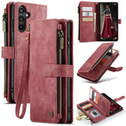 For Samsung Galaxy A15 CaseMe C30 Card Slots Zipper Wallet Leather Phone Case(Red)