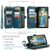 For Samsung Galaxy A15 CaseMe C30 Card Slots Zipper Wallet Leather Phone Case(Blue)