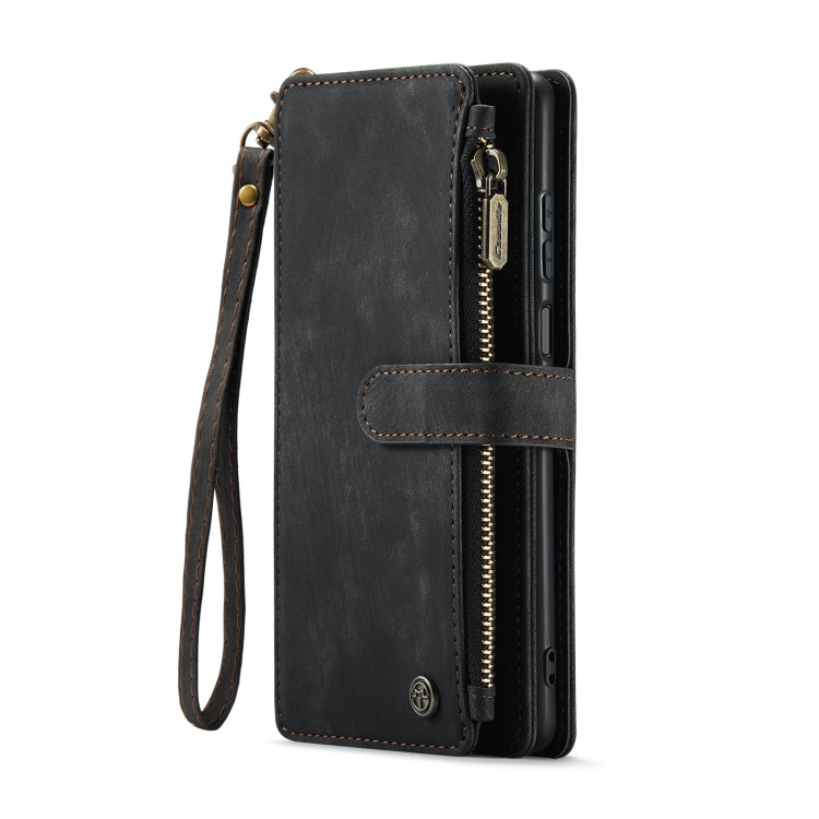 For Samsung Galaxy A25 4G CaseMe C30 Card Slots Zipper Wallet Leather Phone Case(Black)
