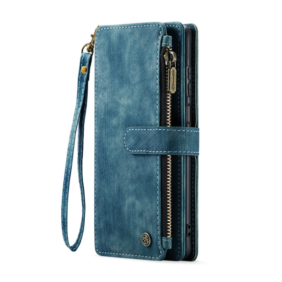 For Samsung Galaxy A25 4G CaseMe C30 Card Slots Zipper Wallet Leather Phone Case(Blue)