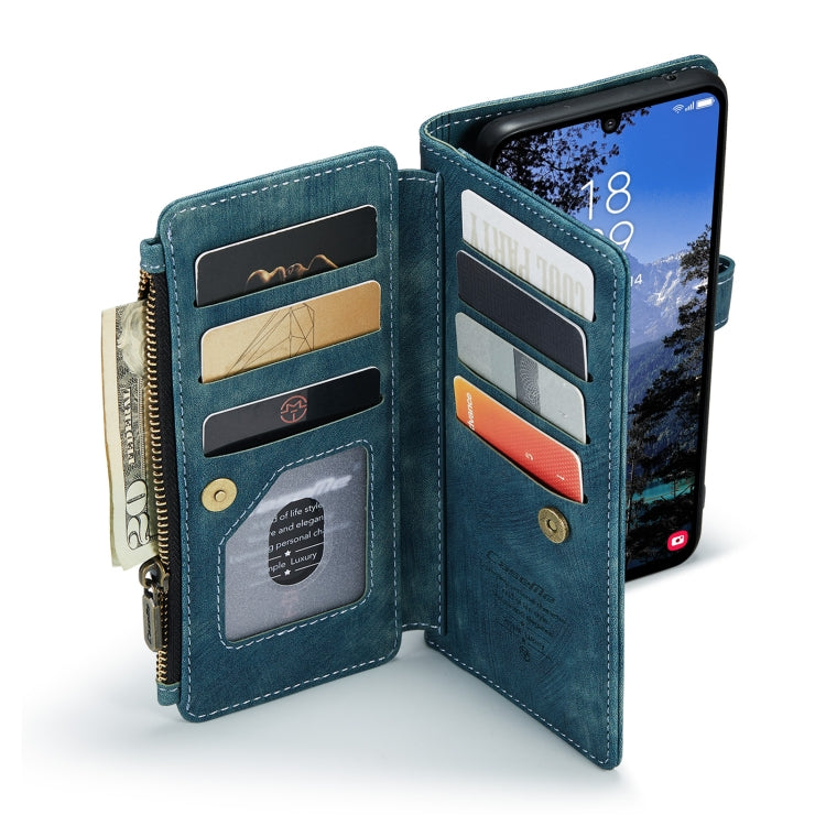 For Samsung Galaxy A25 4G CaseMe C30 Card Slots Zipper Wallet Leather Phone Case(Blue)
