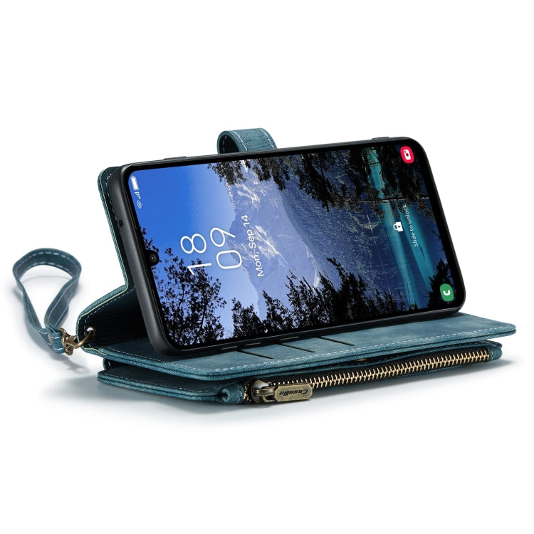 For Samsung Galaxy A25 4G CaseMe C30 Card Slots Zipper Wallet Leather Phone Case(Blue)