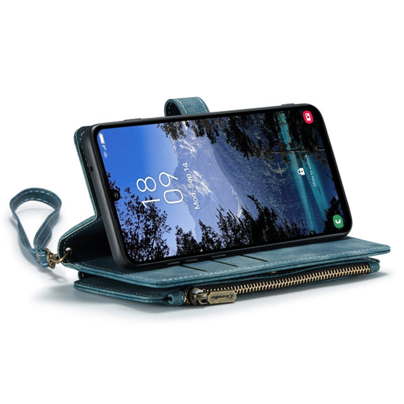 For Samsung Galaxy A25 4G CaseMe C30 Card Slots Zipper Wallet Leather Phone Case(Blue)