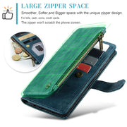 For Samsung Galaxy A25 4G CaseMe C30 Card Slots Zipper Wallet Leather Phone Case(Blue)