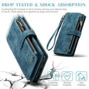 For Samsung Galaxy A25 4G CaseMe C30 Card Slots Zipper Wallet Leather Phone Case(Blue)