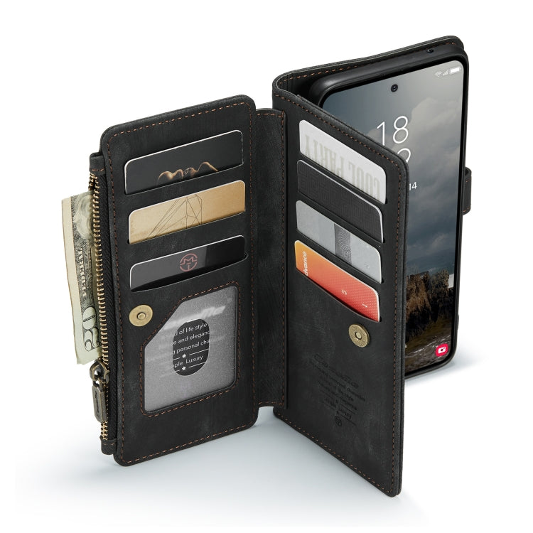 For Samsung Galaxy A55 5G CaseMe C30 Card Slots Zipper Wallet Leather Phone Case(Black)