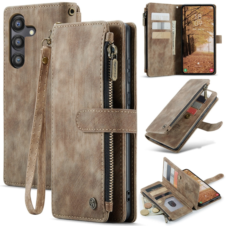 For Samsung Galaxy A55 5G CaseMe C30 Card Slots Zipper Wallet Leather Phone Case(Brown)