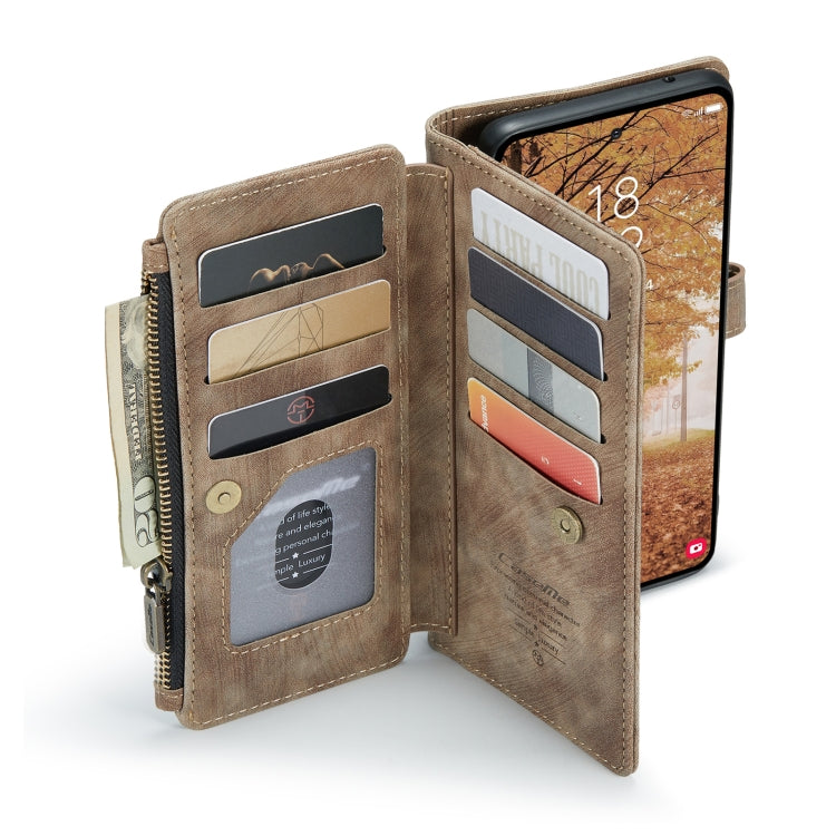 For Samsung Galaxy A55 5G CaseMe C30 Card Slots Zipper Wallet Leather Phone Case(Brown)