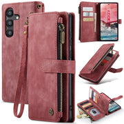 For Samsung Galaxy A55 5G CaseMe C30 Card Slots Zipper Wallet Leather Phone Case(Red)