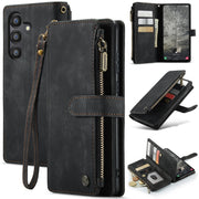 For Samsung Galaxy A35 5G CaseMe C30 Card Slots Zipper Wallet Leather Phone Case(Black)