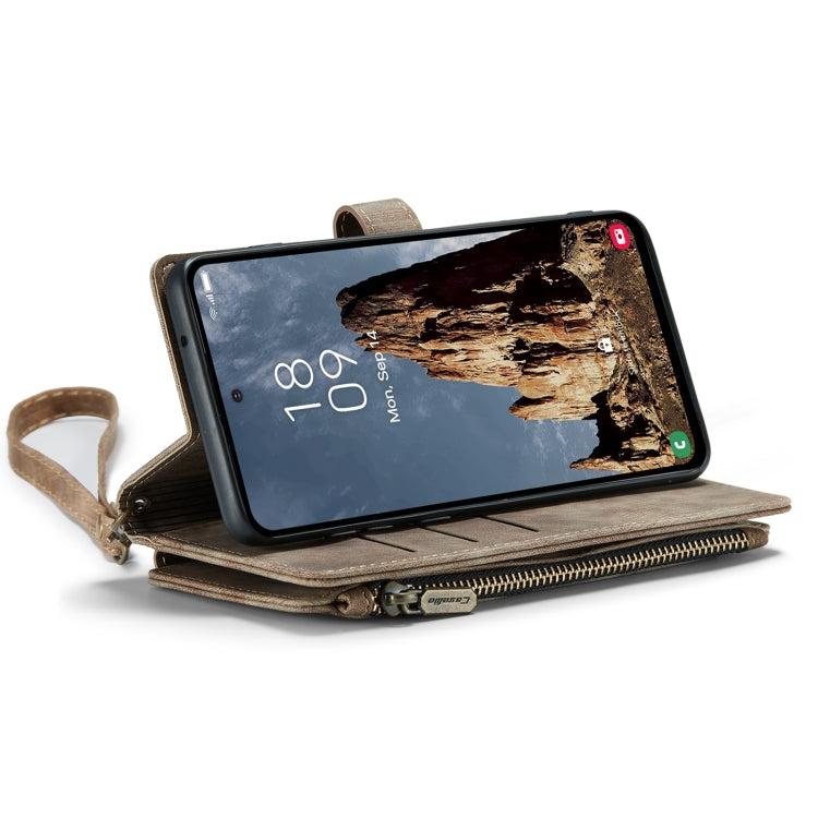 For Samsung Galaxy A35 5G CaseMe C30 Card Slots Zipper Wallet Leather Phone Case(Brown)