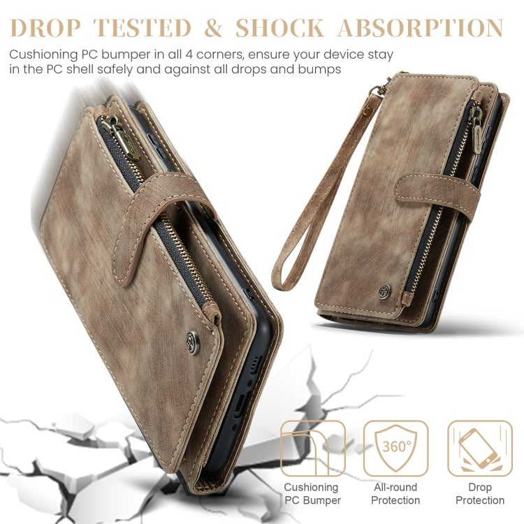 For Samsung Galaxy A35 5G CaseMe C30 Card Slots Zipper Wallet Leather Phone Case(Brown)