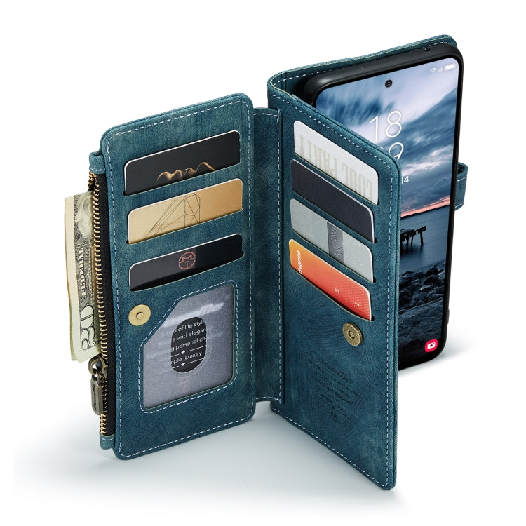 For Samsung Galaxy A35 5G CaseMe C30 Card Slots Zipper Wallet Leather Phone Case(Blue)