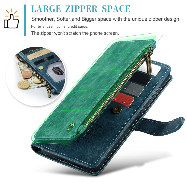 For Samsung Galaxy A35 5G CaseMe C30 Card Slots Zipper Wallet Leather Phone Case(Blue)