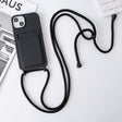 For iPhone 15 Crossbody Lanyard Elastic Silicone Card Holder Phone Case(Black) - iPhone 15 Cases by PMC TechLife | Online Shopping South Africa | PMC TechLife