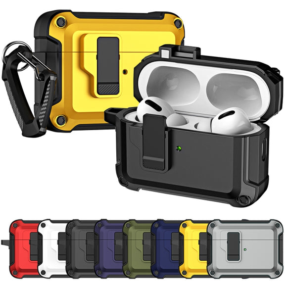 For AirPods Pro 2 TPU + PC Wireless Bluetooth Earphone Protective Case with Switch Lock & Hook(Black)