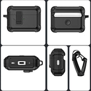 For AirPods Pro 2 TPU + PC Wireless Bluetooth Earphone Protective Case with Switch Lock & Hook(Black)