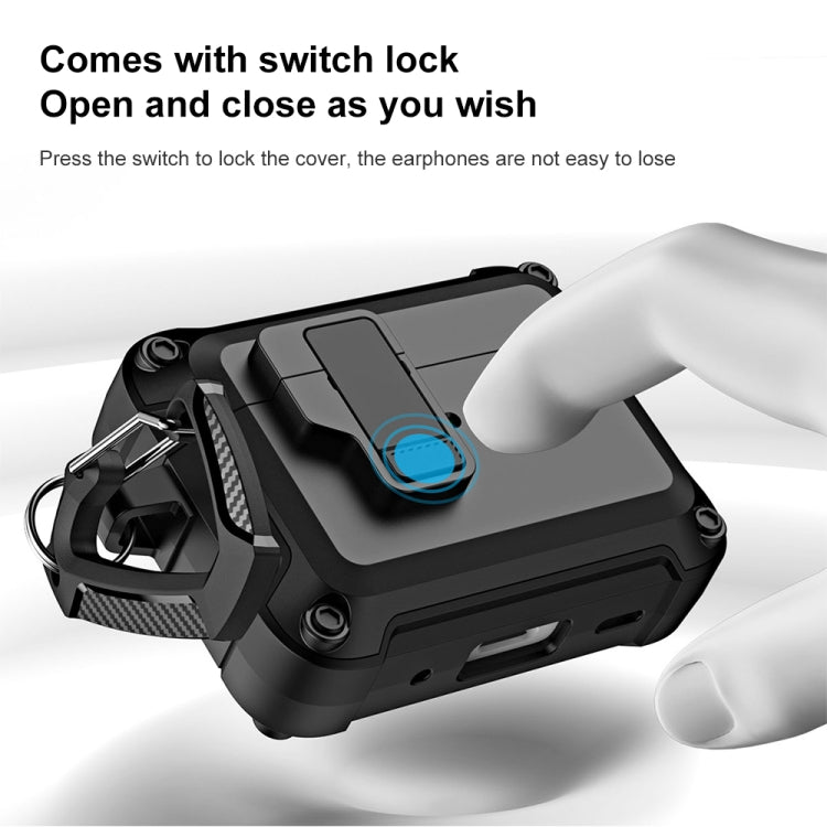 For AirPods Pro 2 TPU + PC Wireless Bluetooth Earphone Protective Case with Switch Lock & Hook(Black)