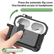 For AirPods Pro 2 TPU + PC Wireless Bluetooth Earphone Protective Case with Switch Lock & Hook(Black)