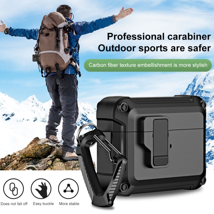 For AirPods Pro 2 TPU + PC Wireless Bluetooth Earphone Protective Case with Switch Lock & Hook(Black)
