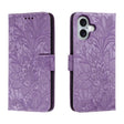 For iPhone 16 Lace Flower Embossing Flip Leather Phone Case(Purple) - free shipping - PMC TechLife - Order now!