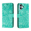 For iPhone 16 Plus Lace Flower Embossing Flip Leather Phone Case(Green) - free shipping - PMC TechLife - Order now!