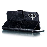 For iPhone 16 Plus Mandala Embossing Pattern Horizontal Flip Leather Phone Case(Black)