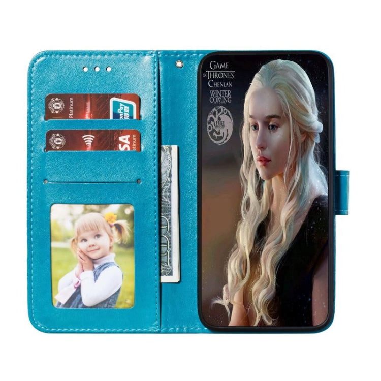 For iPhone 16 Pro Mandala Embossing Pattern Horizontal Flip Leather Phone Case(Blue)