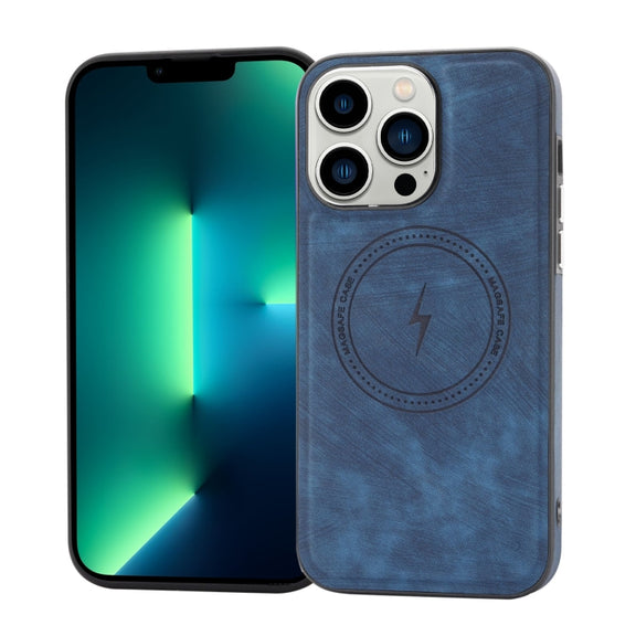 For iPhone 13 Pro Side PU Hybrid TPU Magsafe Phone Case(Blue)