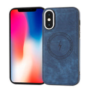 For iPhone XS /X Side PU Hybrid TPU Magsafe Phone Case(Blue)