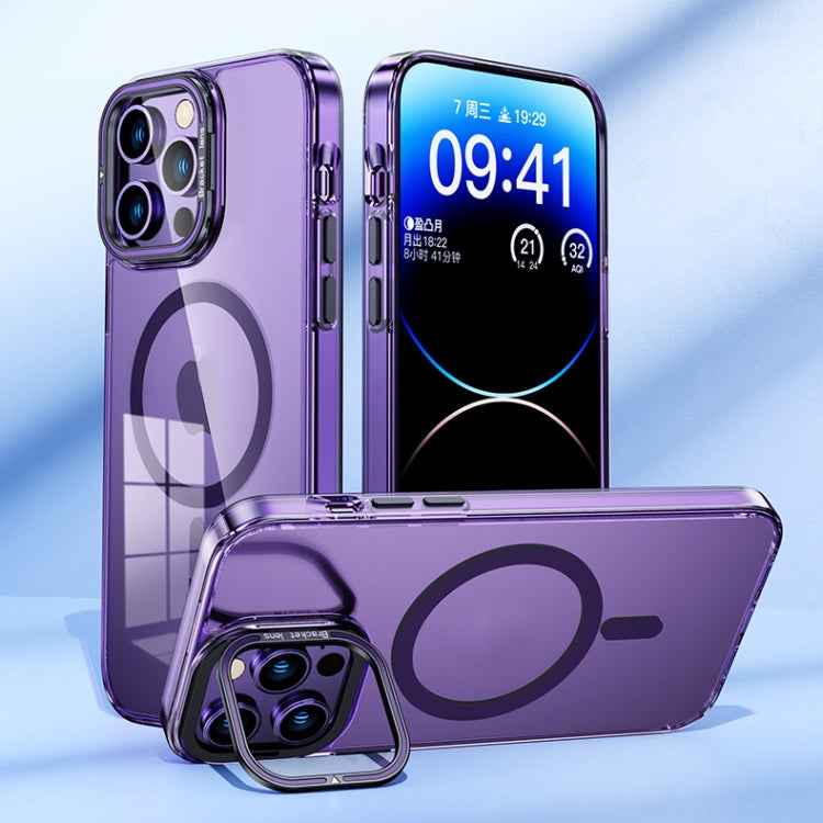 For iPhone 14 MagSafe Magnetic Invisible Holder Transparent Phone Case(Silver)