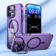 For iPhone 14 MagSafe Magnetic Invisible Holder Transparent Phone Case(Silver)