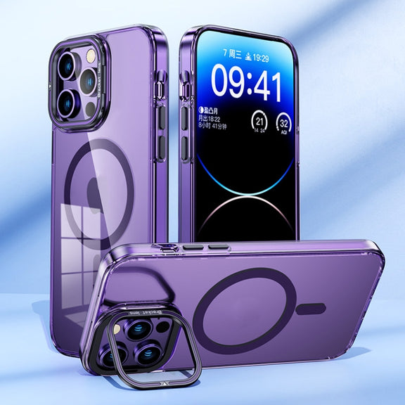 For iPhone 14 MagSafe Magnetic Invisible Holder Transparent Phone Case(Silver)