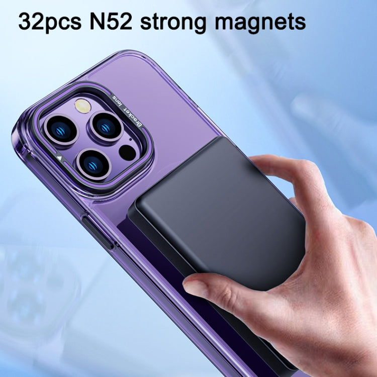 For iPhone 14 MagSafe Magnetic Invisible Holder Transparent Phone Case(Silver)