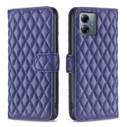For Motorola Moto G14 4G Diamond Lattice Wallet Flip Leather Phone Case(Blue)