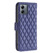 For Motorola Moto G14 4G Diamond Lattice Wallet Flip Leather Phone Case(Blue)