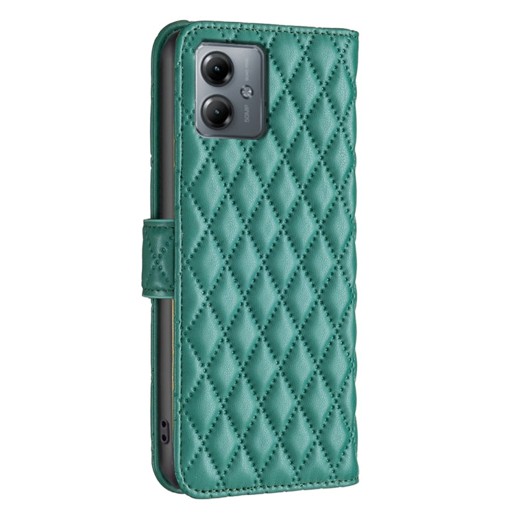 For Motorola Moto G14 4G Diamond Lattice Wallet Flip Leather Phone Case(Green)