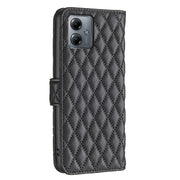 For Motorola Moto G14 4G Diamond Lattice Wallet Flip Leather Phone Case(Black)