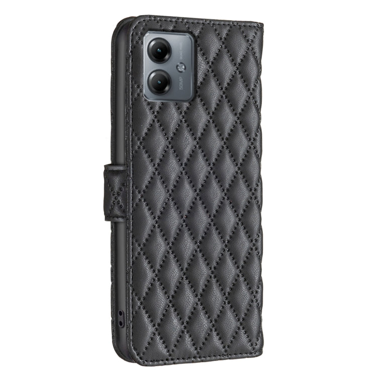 For Motorola Moto G14 4G Diamond Lattice Wallet Flip Leather Phone Case(Black)