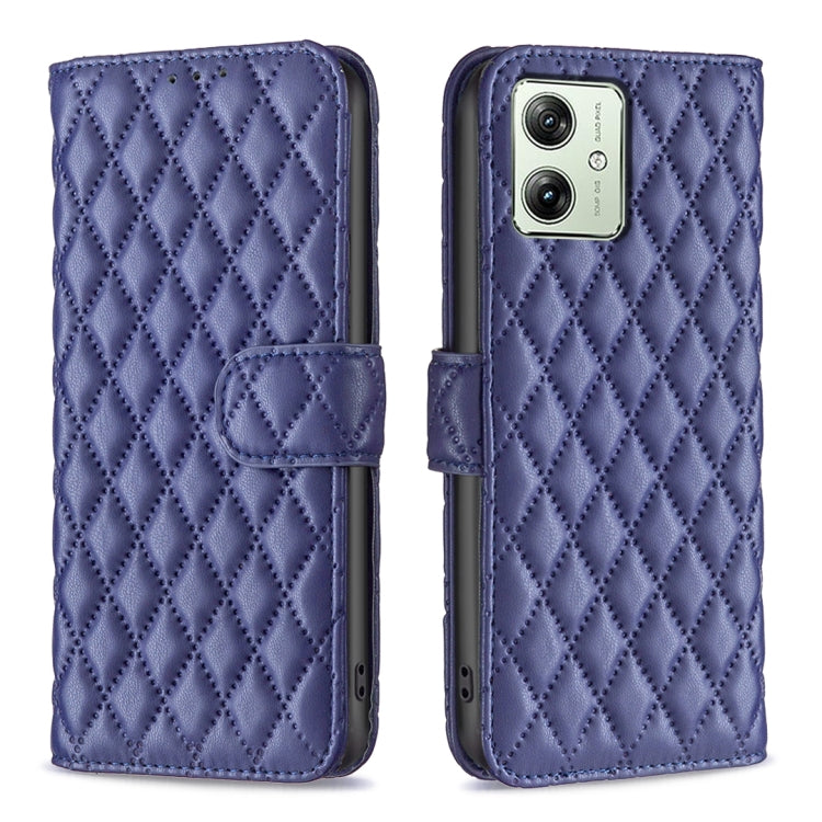 For Motorola Moto G54 5G EU Edition Diamond Lattice Wallet Flip Leather Phone Case(Blue)