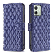 For Motorola Moto G54 5G EU Edition Diamond Lattice Wallet Flip Leather Phone Case(Blue)