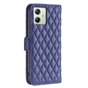For Motorola Moto G54 5G EU Edition Diamond Lattice Wallet Flip Leather Phone Case(Blue)