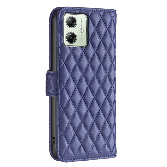 For Motorola Moto G54 5G EU Edition Diamond Lattice Wallet Flip Leather Phone Case(Blue)