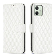 For Motorola Moto G54 5G EU Edition Diamond Lattice Wallet Flip Leather Phone Case(White)