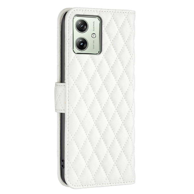 For Motorola Moto G54 5G EU Edition Diamond Lattice Wallet Flip Leather Phone Case(White)