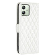 For Motorola Moto G54 5G EU Edition Diamond Lattice Wallet Flip Leather Phone Case(White)