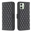 For Motorola Moto G54 5G EU Edition Diamond Lattice Wallet Flip Leather Phone Case(Black) - Motorola Cases by PMC TechLife | Online Shopping South Africa | PMC TechLife | Buy Now Pay Later Mobicred