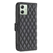 For Motorola Moto G54 5G EU Edition Diamond Lattice Wallet Flip Leather Phone Case(Black)